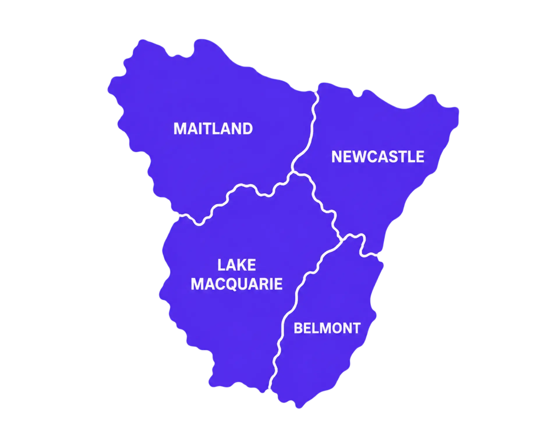 Illustrated map of JLA Professional Pressure Cleaning's service area across Belmont, Lake Macquarie, Newcastle and Maitland